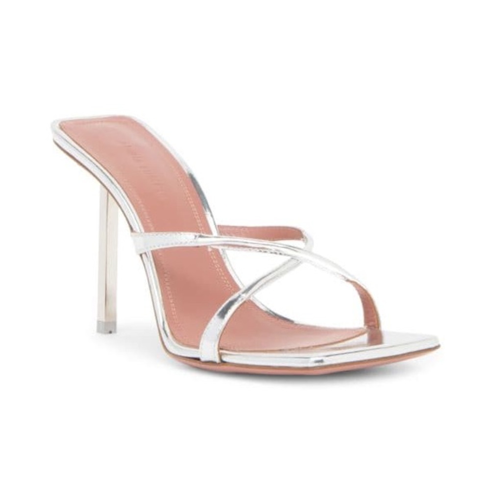 Amina muaddi Adriana Metallic Leather Sandals